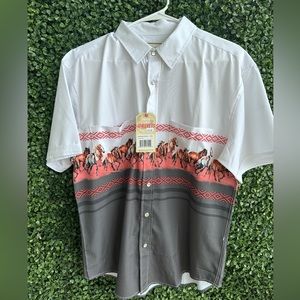 NWT RSVLTS Western Collection 2 / Running Horses - KUNUFLEX Short Sleeve Shirt